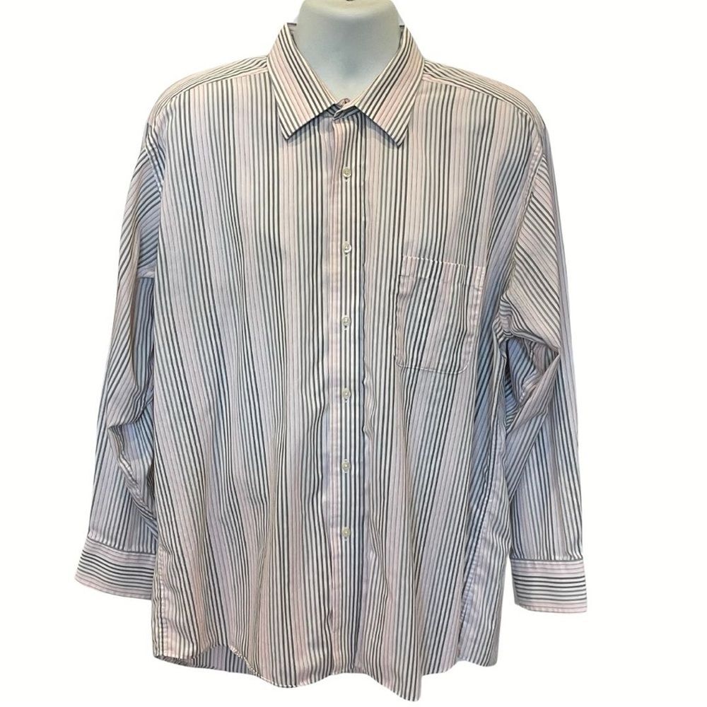 Chaps Gray and Pink Dress Shirt with Pointed Collar
